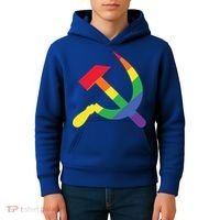 Soviet Union Communist Flag Hammer And Sickle Lgbtq Rainbow Gift Kids Hoodie thumb 4