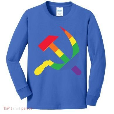 Soviet Union Communist Flag Hammer And Sickle Lgbtq Rainbow Gift Kids Long Sleeve Shirt