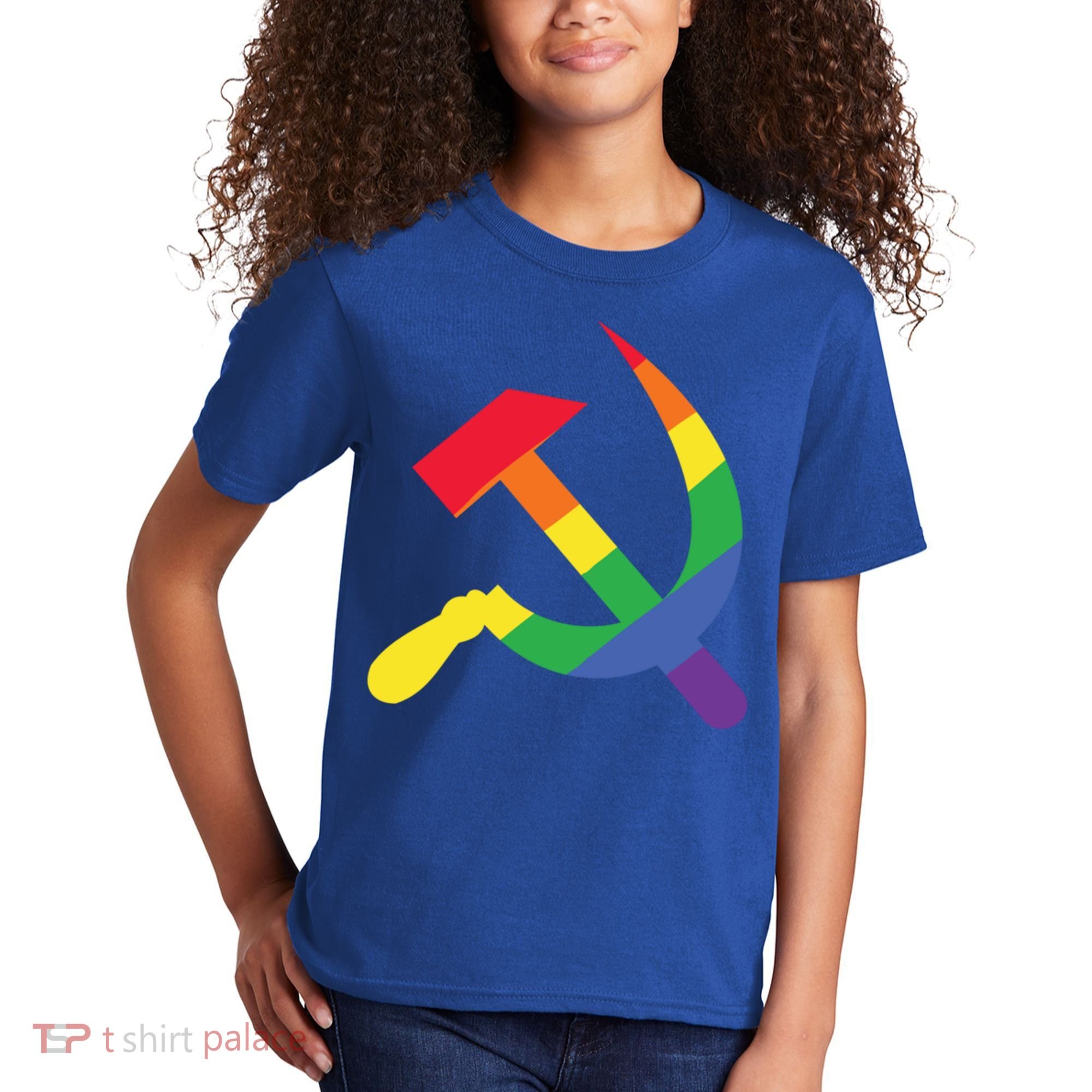 Soviet Union Communist Flag Hammer And Sickle Lgbtq Rainbow Gift Kids T-Shirt
