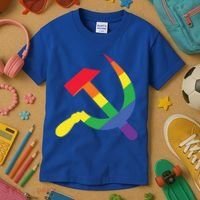 Soviet Union Communist Flag Hammer And Sickle Lgbtq Rainbow Gift Kids T-Shirt thumb 3
