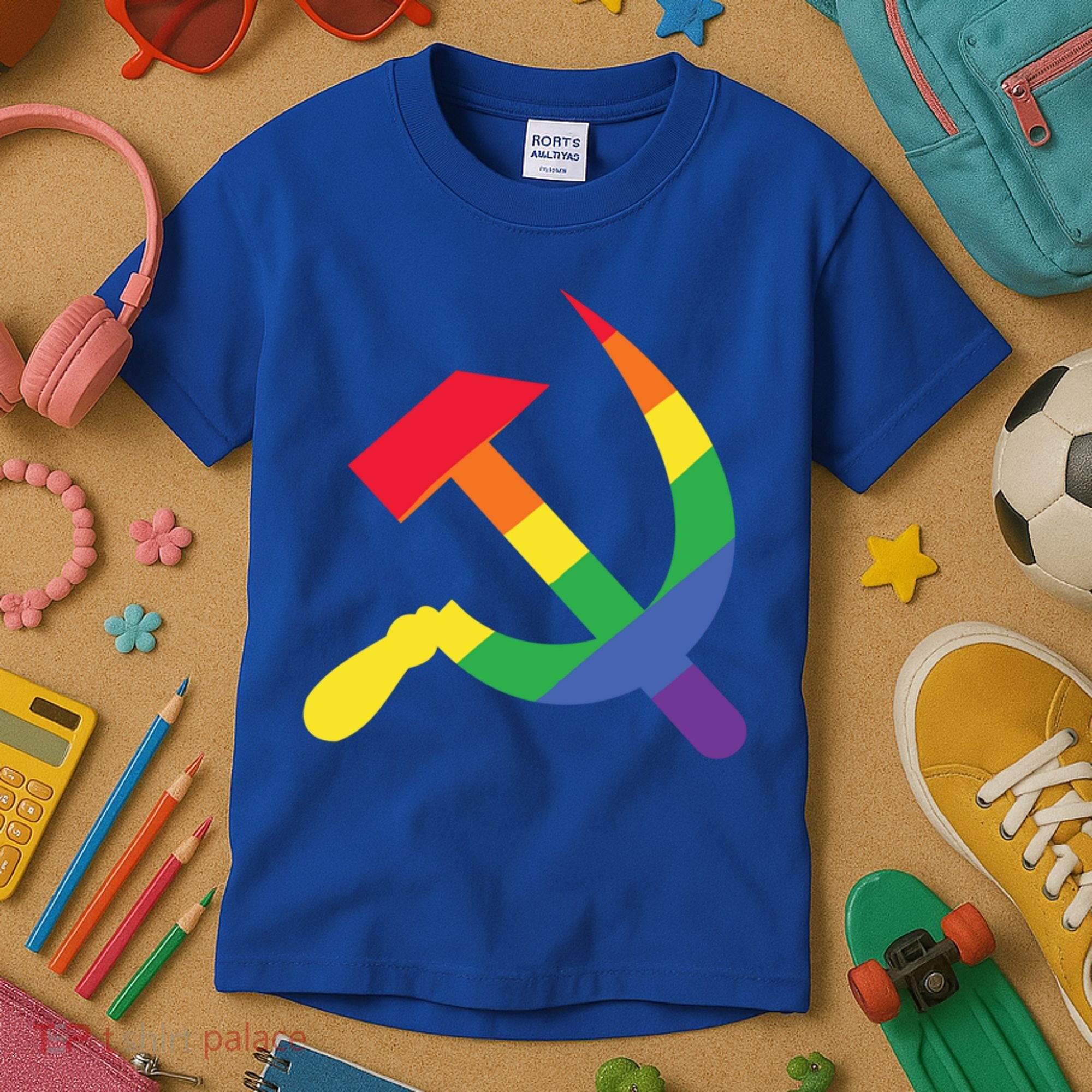 Soviet Union Communist Flag Hammer And Sickle Lgbtq Rainbow Gift Kids T-Shirt