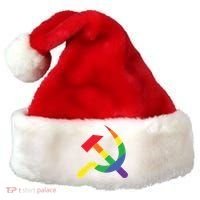 Soviet Union Communist Flag Hammer And Sickle Lgbtq Rainbow Gift Santa Hat thumb 0