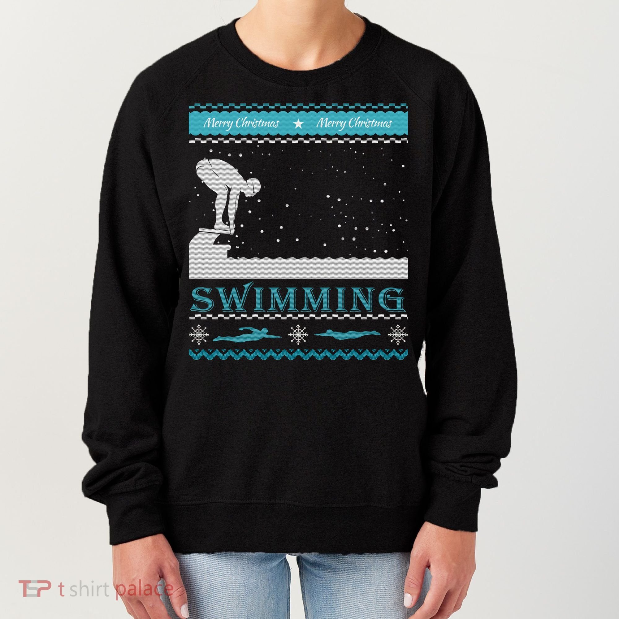 Swimming Ugly Christmas Sweater For Swimmer Cool Gift Women's Sweatshirt