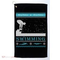 Swimming Ugly Christmas Sweater For Swimmer Cool Gift Golf Towel thumb 0