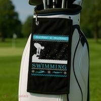 Swimming Ugly Christmas Sweater For Swimmer Cool Gift Golf Towel thumb 2
