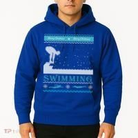 Swimming Ugly Christmas Sweater For Swimmer Cool Gift Hoodie thumb 2