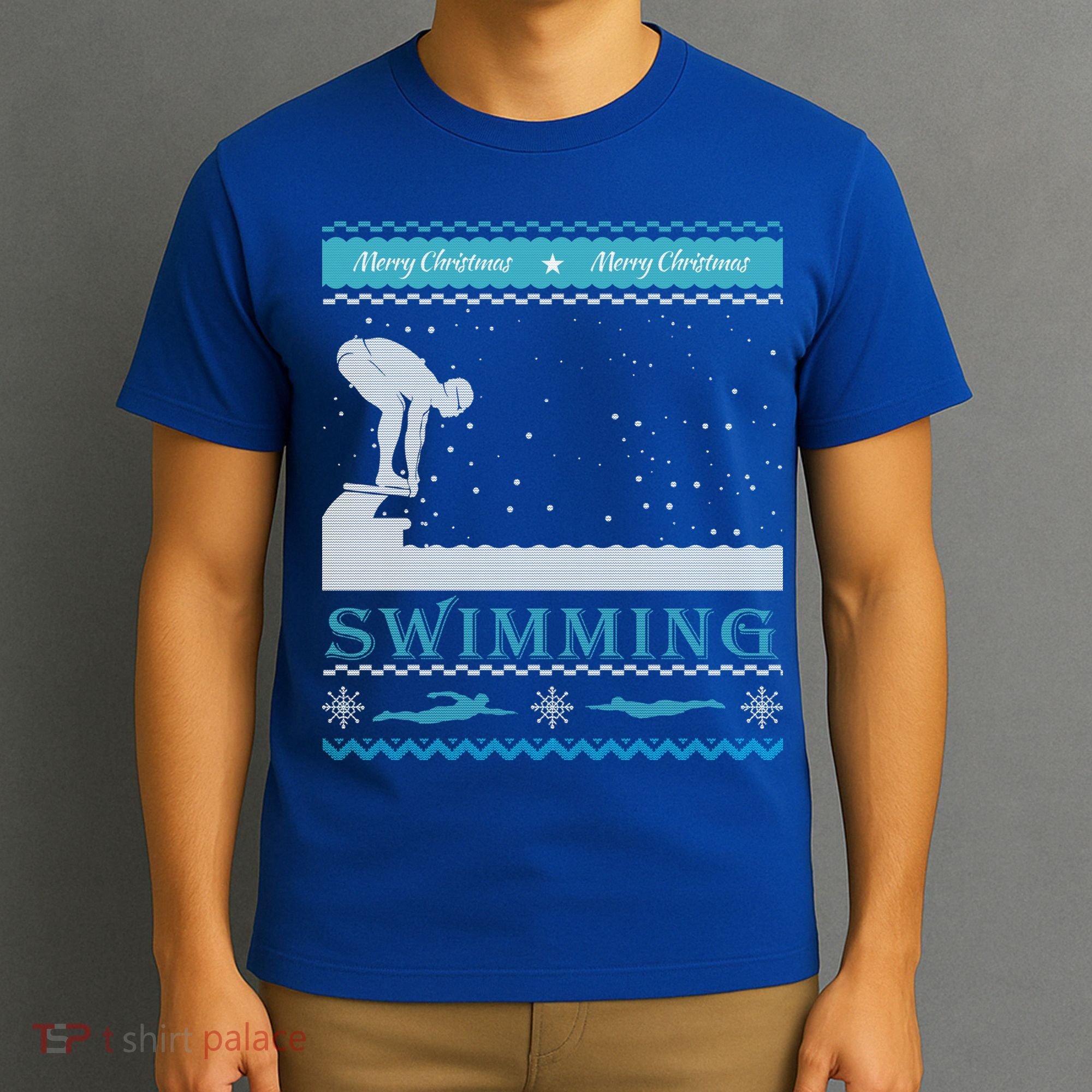 Swimming Ugly Christmas Sweater For Swimmer Cool Gift T-Shirt