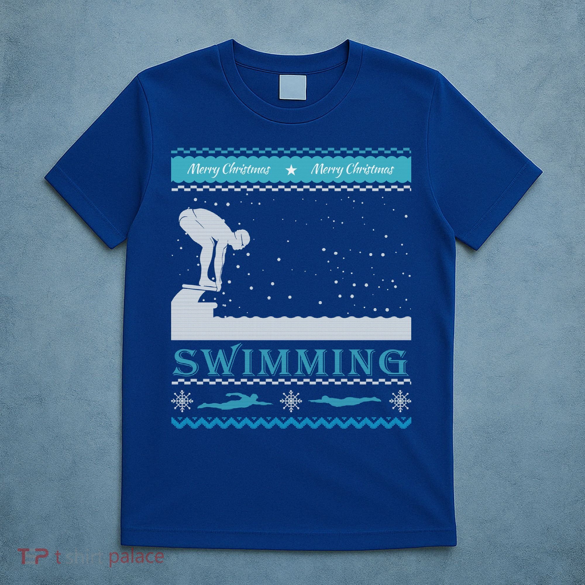 Swimming Ugly Christmas Sweater For Swimmer Cool Gift T-Shirt