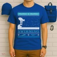 Swimming Ugly Christmas Sweater For Swimmer Cool Gift T-Shirt thumb 6