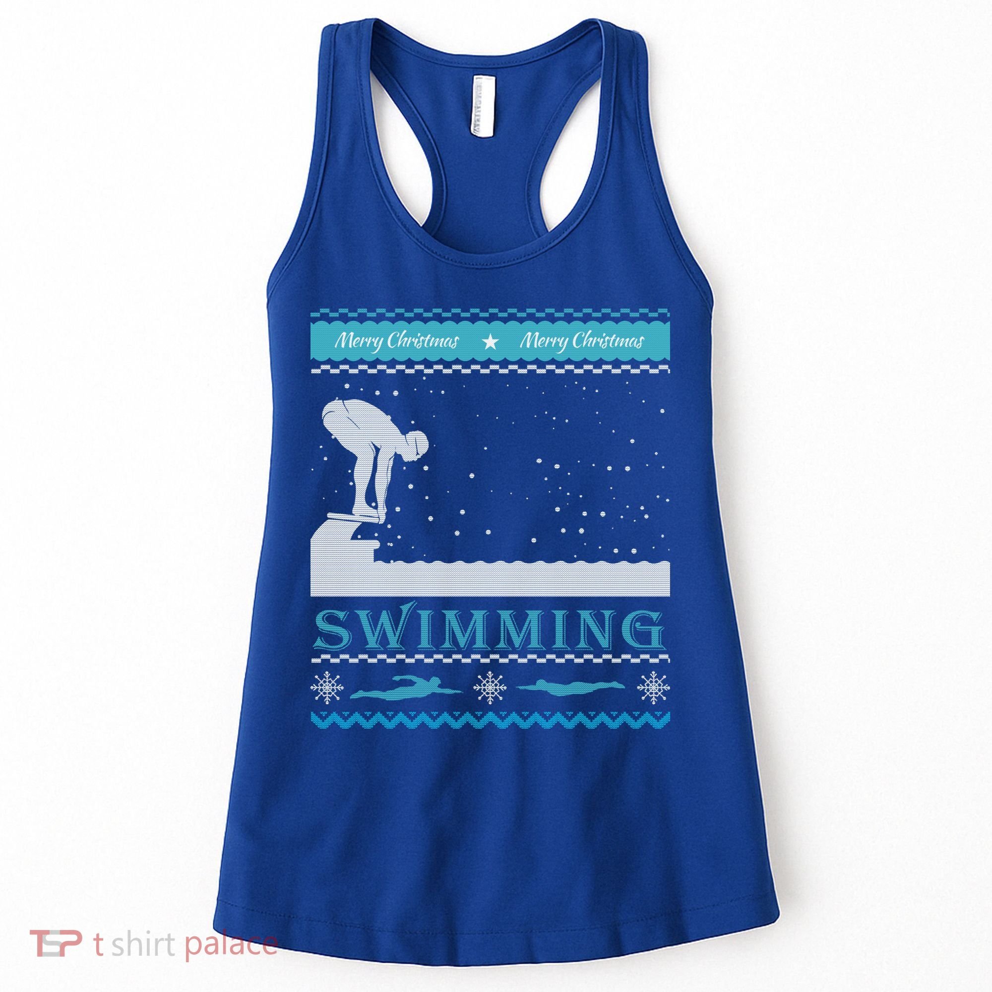 Swimming Ugly Christmas Sweater For Swimmer Cool Gift Women's Tank Top