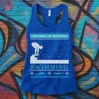 Swimming Ugly Christmas Sweater For Swimmer Cool Gift Women's Tank Top thumb 3