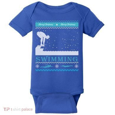 Swimming Ugly Christmas Sweater For Swimmer Cool Gift Baby Bodysuit