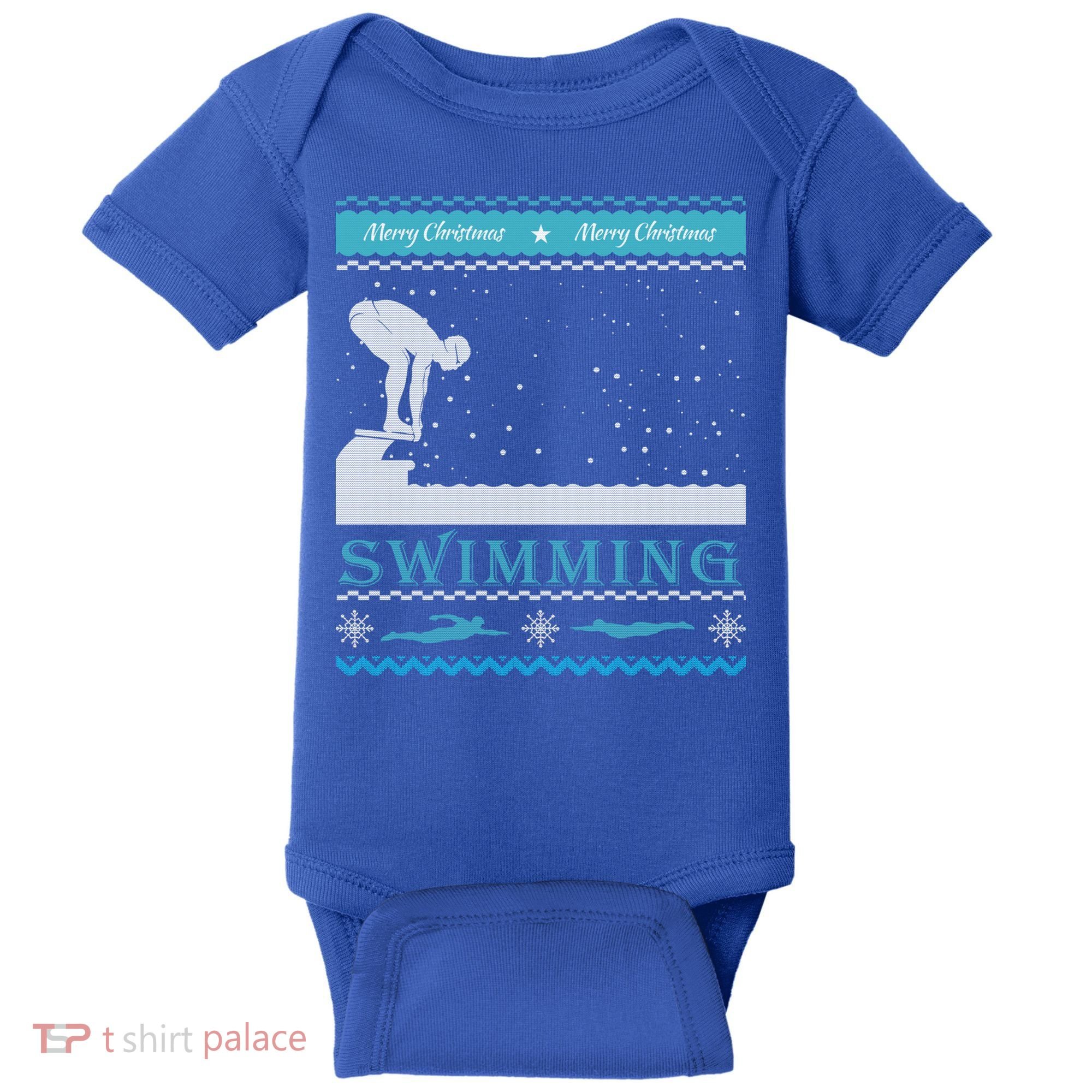Swimming Ugly Christmas Sweater For Swimmer Cool Gift Baby Bodysuit