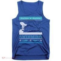 Swimming Ugly Christmas Sweater For Swimmer Cool Gift Tank Top thumb 0