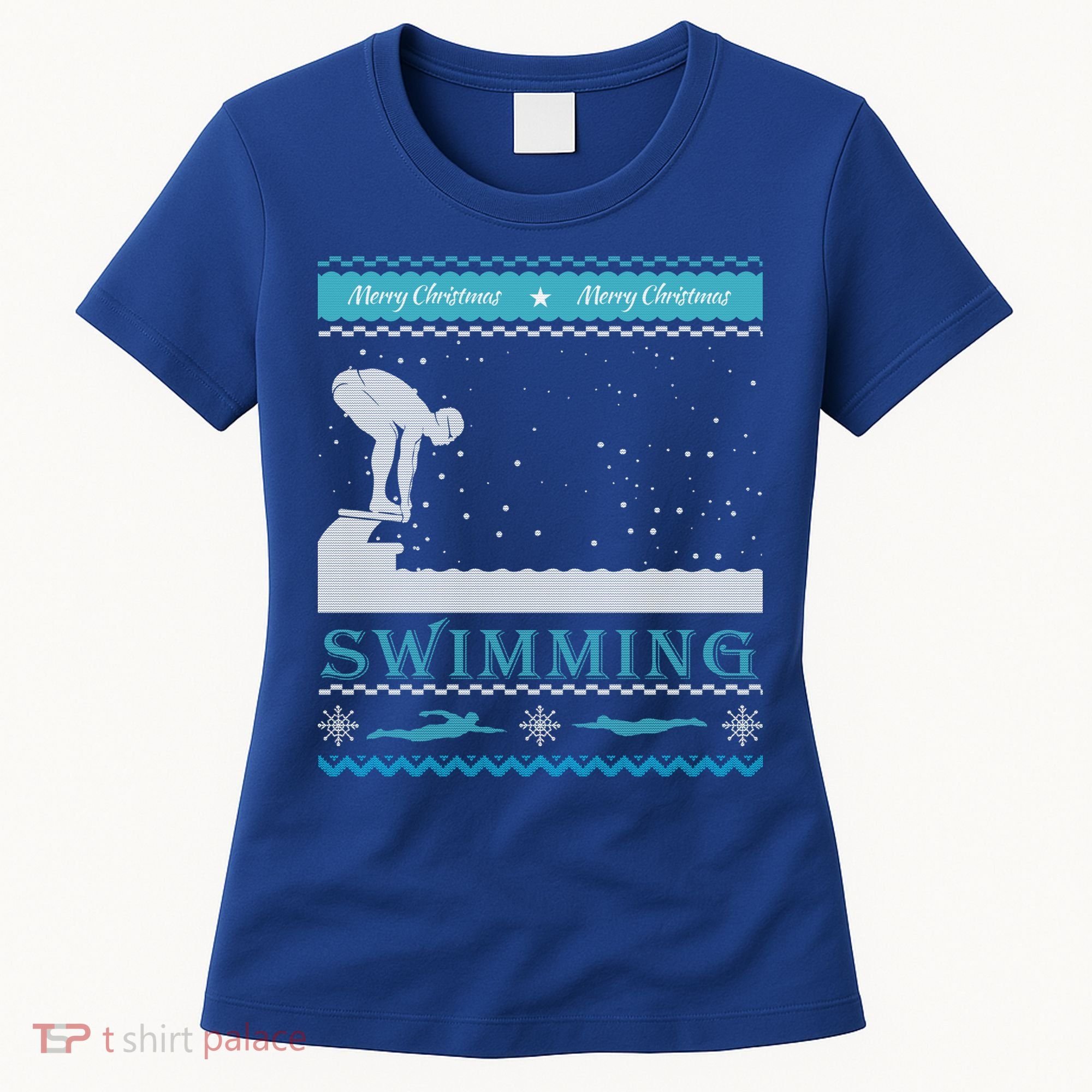 Swimming Ugly Christmas Sweater For Swimmer Cool Gift Women's T-Shirt