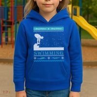 Swimming Ugly Christmas Sweater For Swimmer Cool Gift Kids Hoodie thumb 3