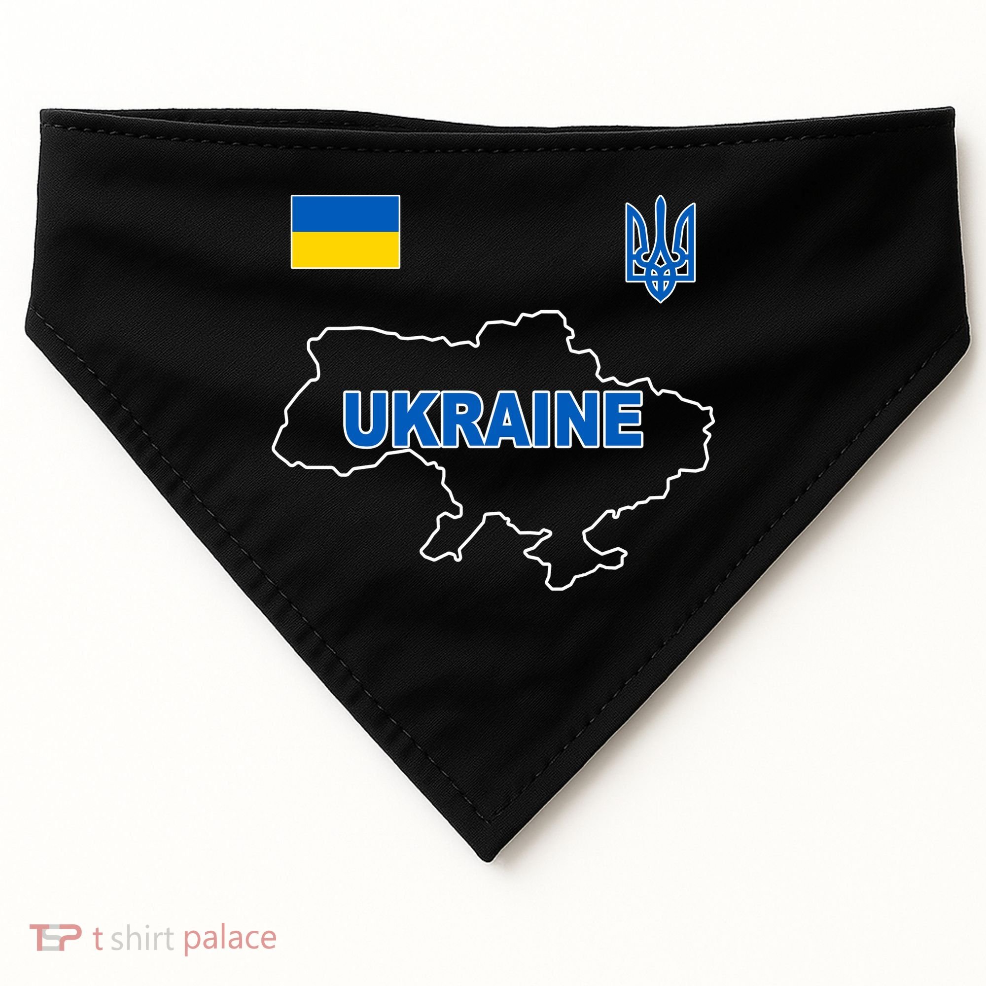 Support Ukraine Country Map USA-Made Doggie Bandana