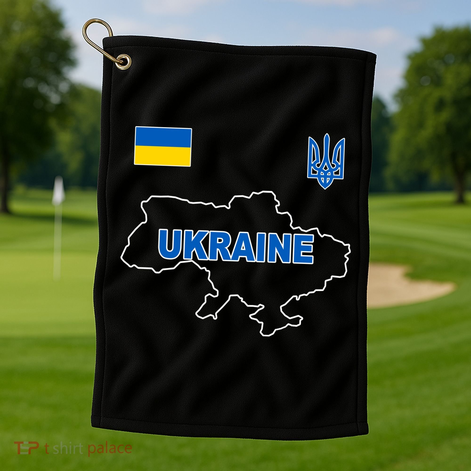 Support Ukraine Country Map Golf Towel