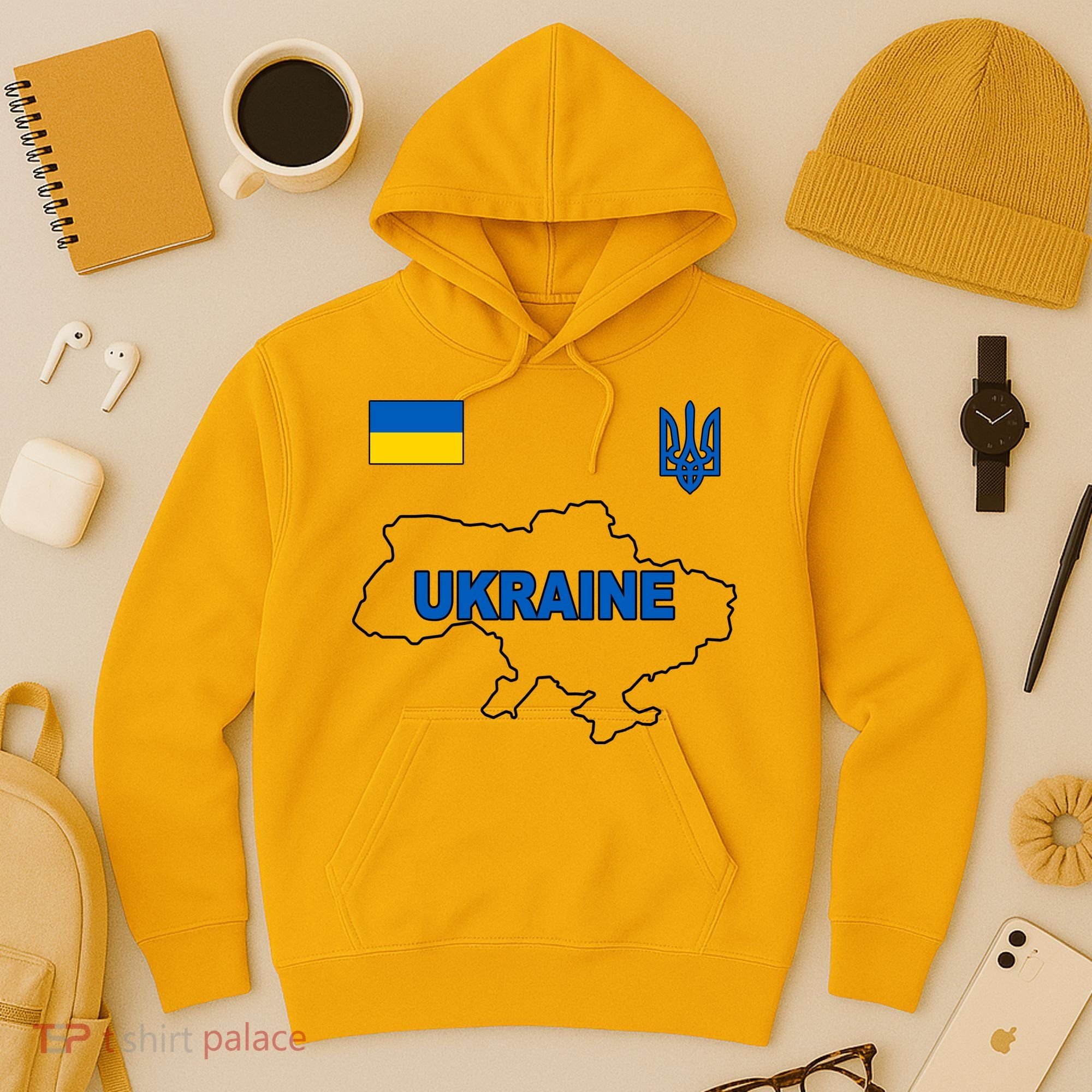 Support Ukraine Country Map Hoodie