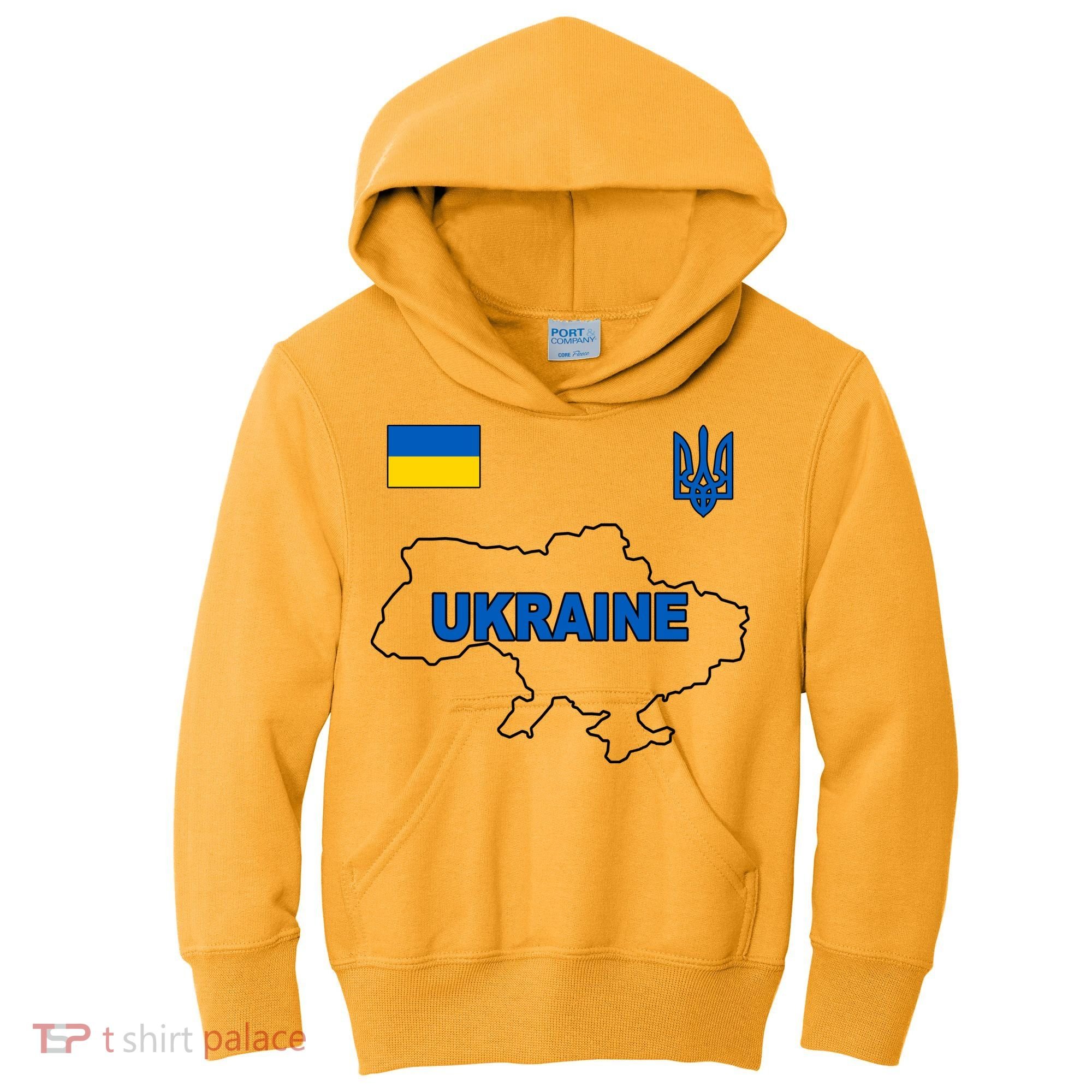 Support Ukraine Country Map Kids Hoodie