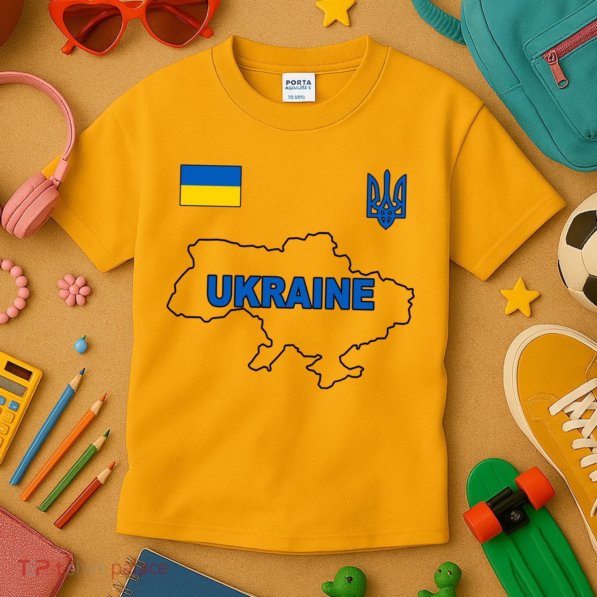 Support Ukraine Country Map Kids T-Shirt