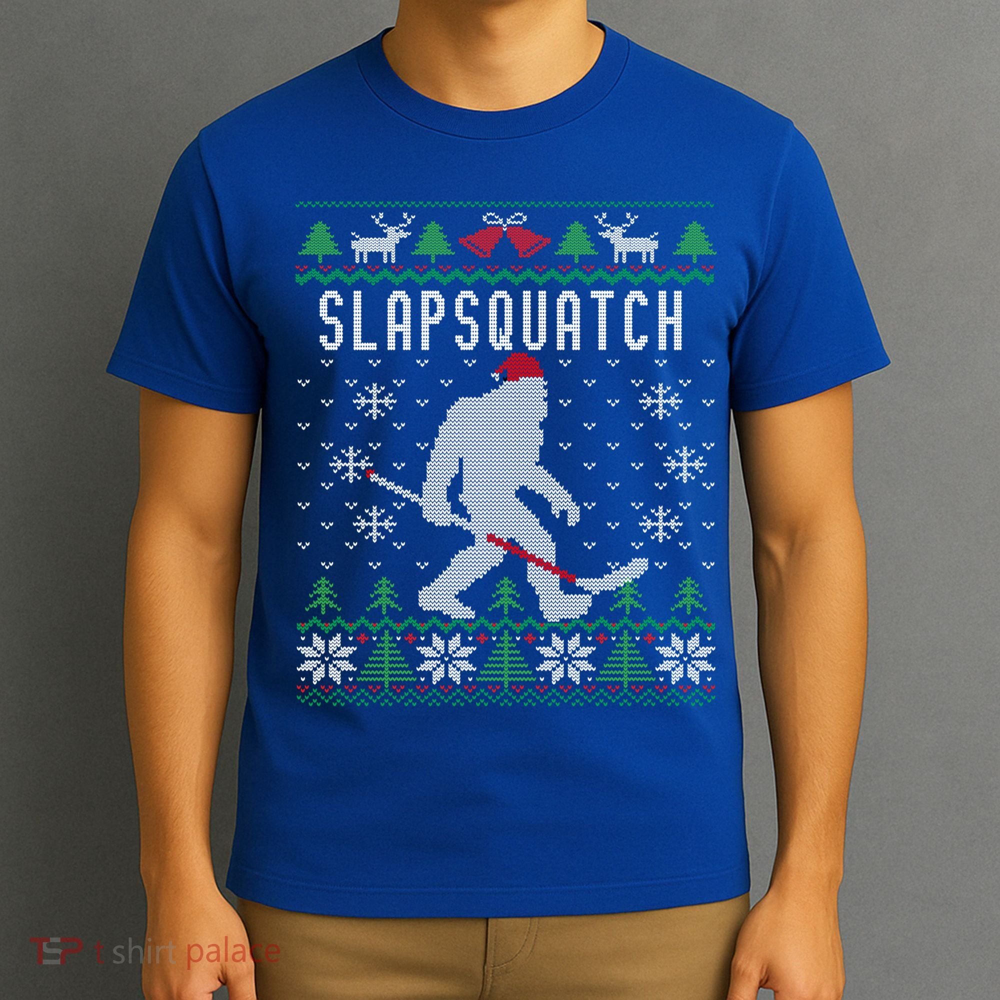 Slapsquatch Ugly Christmas Hockey Sasquatch Bigfoot Funny Gift T-Shirt