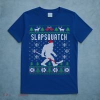 Slapsquatch Ugly Christmas Hockey Sasquatch Bigfoot Funny Gift T-Shirt thumb 5