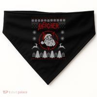 Sleigher Ugly Christmas graphic Santa Metal print USA-Made Doggie Bandana thumb 0