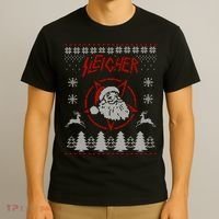 Sleigher Ugly Christmas graphic Santa Metal print T-Shirt thumb 3