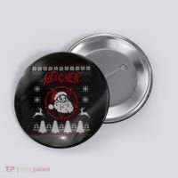 Sleigher Ugly Christmas graphic Santa Metal print Button thumb 0