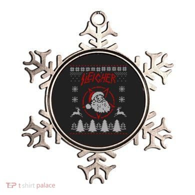 Sleigher Ugly Christmas graphic Santa Metal print Ornament