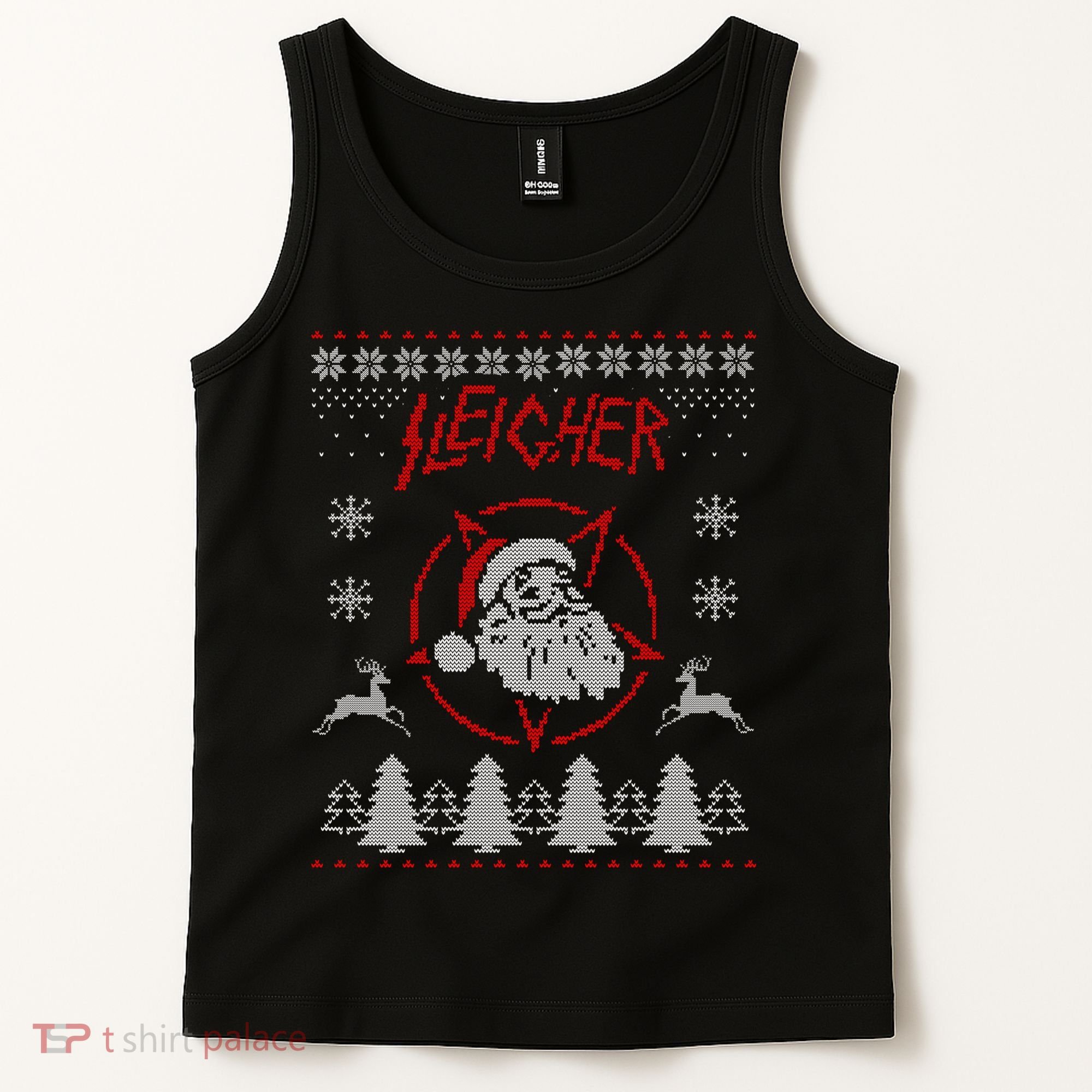 Sleigher Ugly Christmas graphic Santa Metal print Tank Top