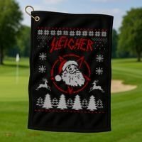 Sleigher Ugly Christmas graphic Santa Metal print Golf Towel thumb 1