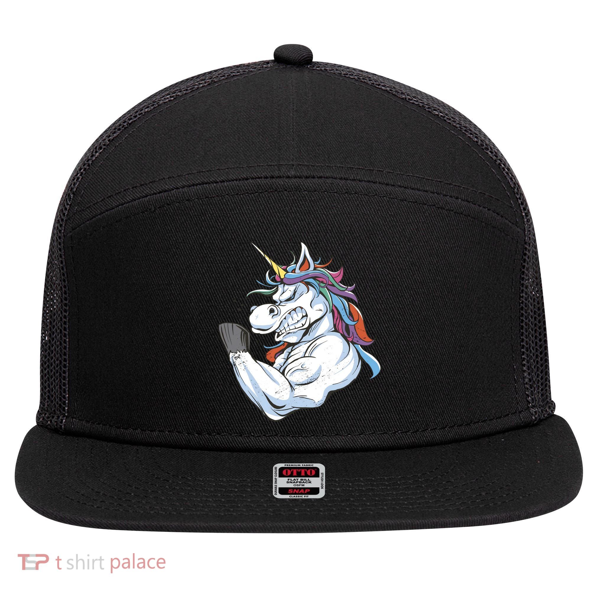 Strong Unicorn Creature 7 Panel Mesh Trucker Snapback Hat