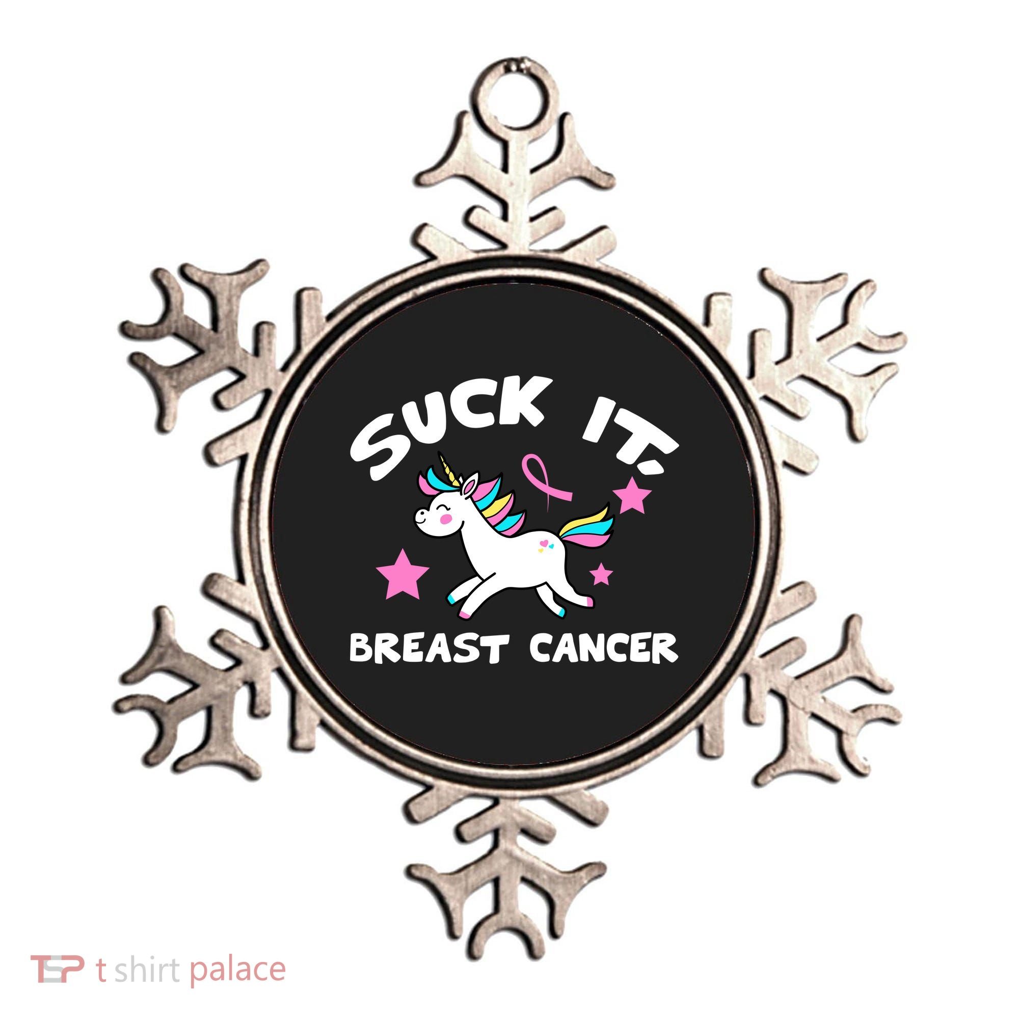 Suck It Breast Cancer unicorn Ornament