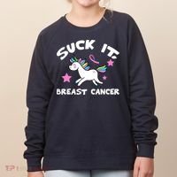 Suck It Breast Cancer unicorn Women's Sweatshirt thumb 0
