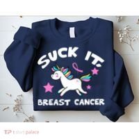 Suck It Breast Cancer unicorn Sweatshirt thumb 2