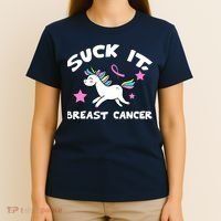 Suck It Breast Cancer unicorn T-Shirt thumb 4