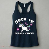 Suck It Breast Cancer unicorn Women's Tank Top thumb 3