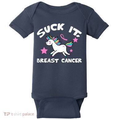 Suck It Breast Cancer unicorn Baby Bodysuit