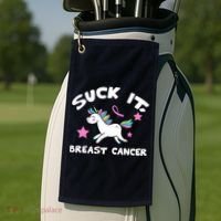 Suck It Breast Cancer unicorn Golf Towel thumb 2