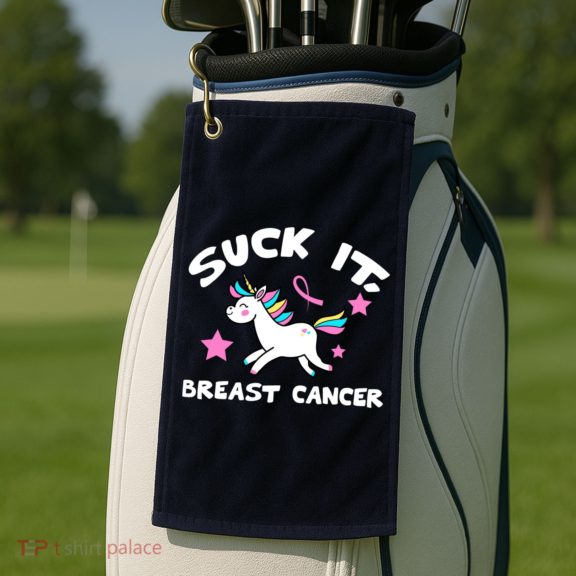 Suck It Breast Cancer unicorn Golf Towel