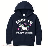 Suck It Breast Cancer unicorn Kids Hoodie thumb 0