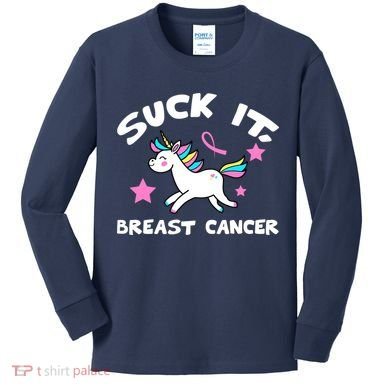 Suck It Breast Cancer unicorn Kids Long Sleeve Shirt