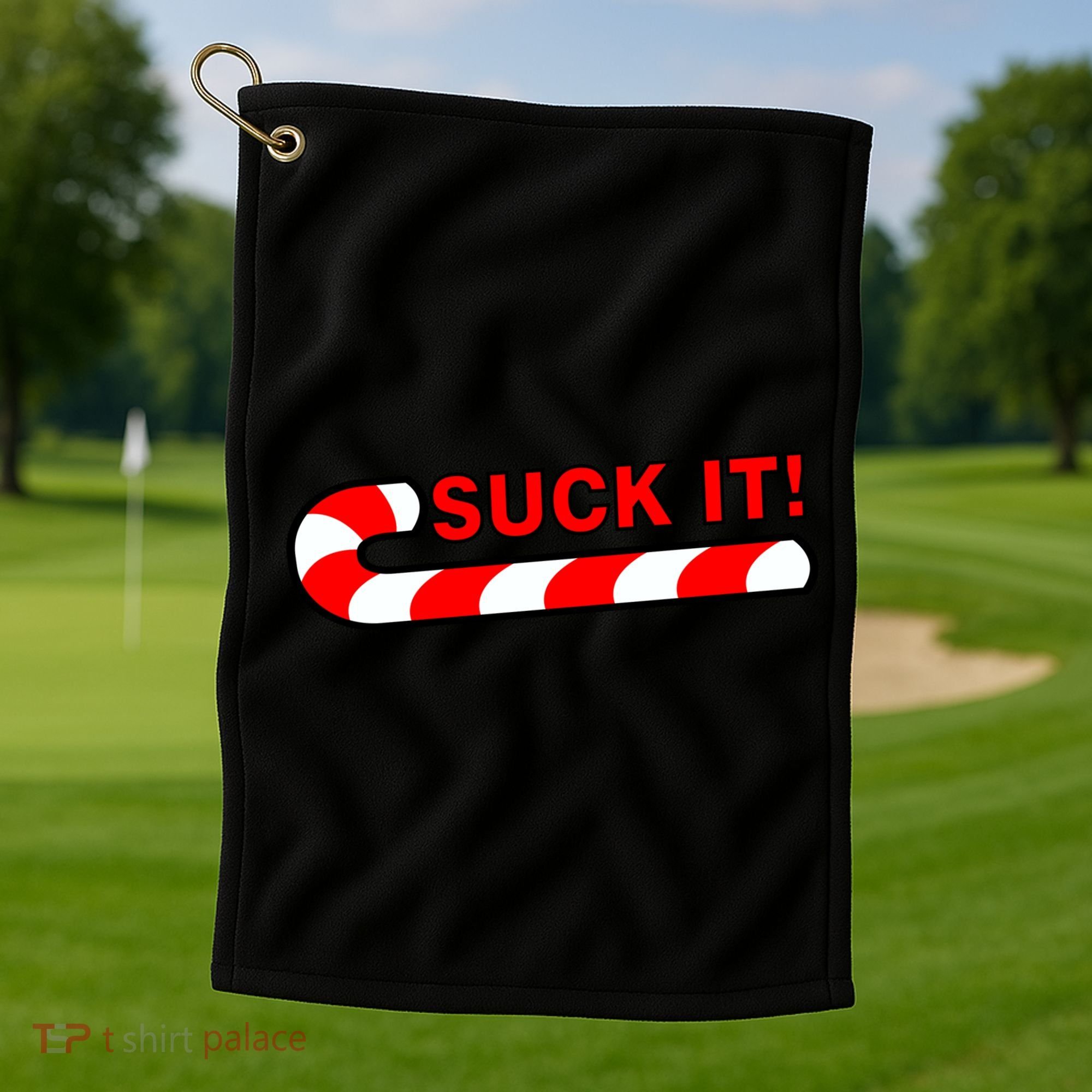 Suck It Candy Cane Golf Towel