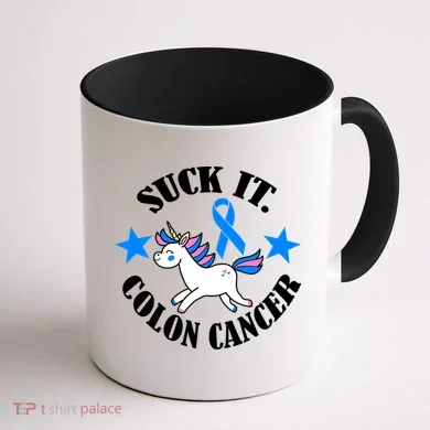 Suck It Colon Cancer Coffee Mug back