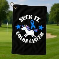 Suck It Colon Cancer Golf Towel thumb 1