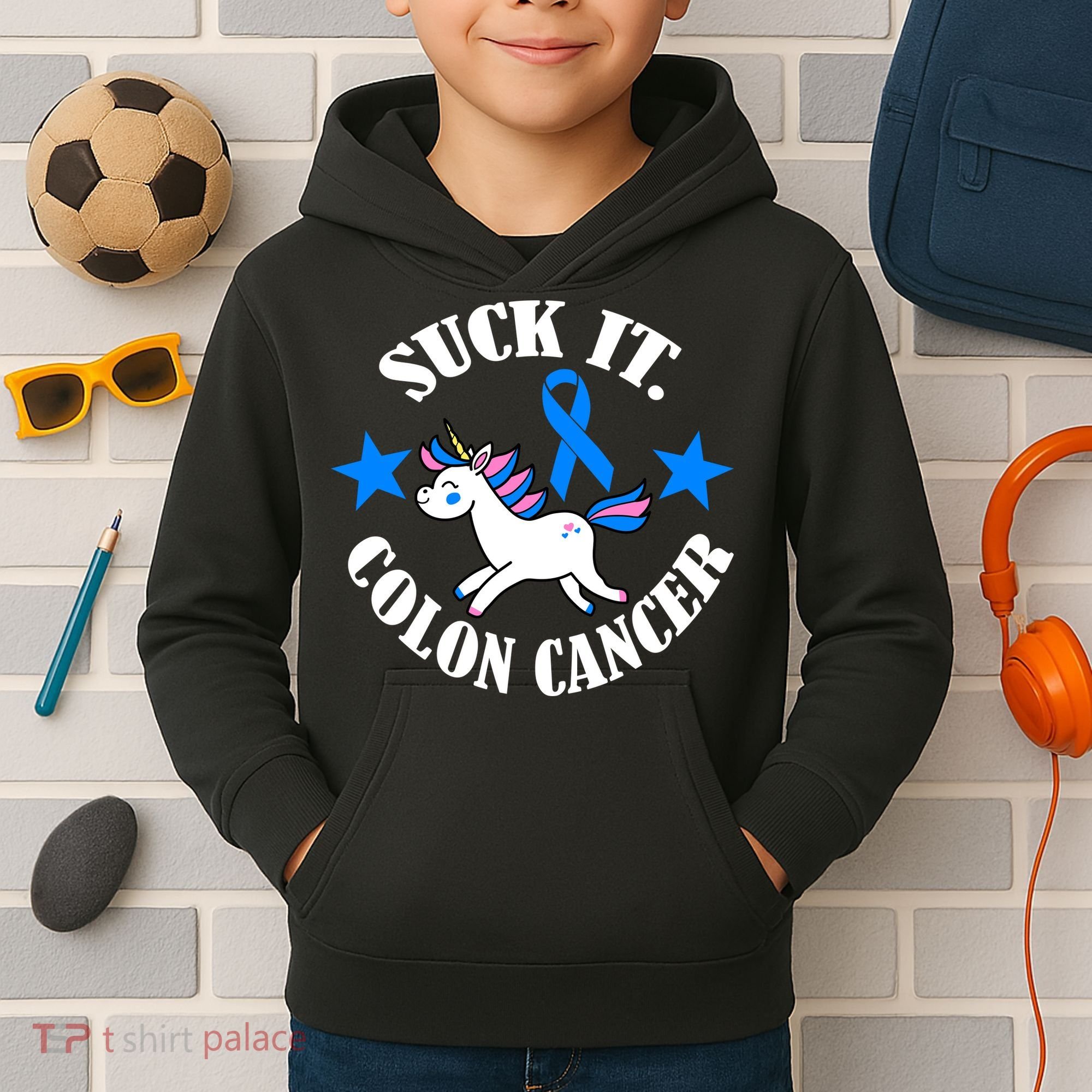 Suck It Colon Cancer Kids Hoodie
