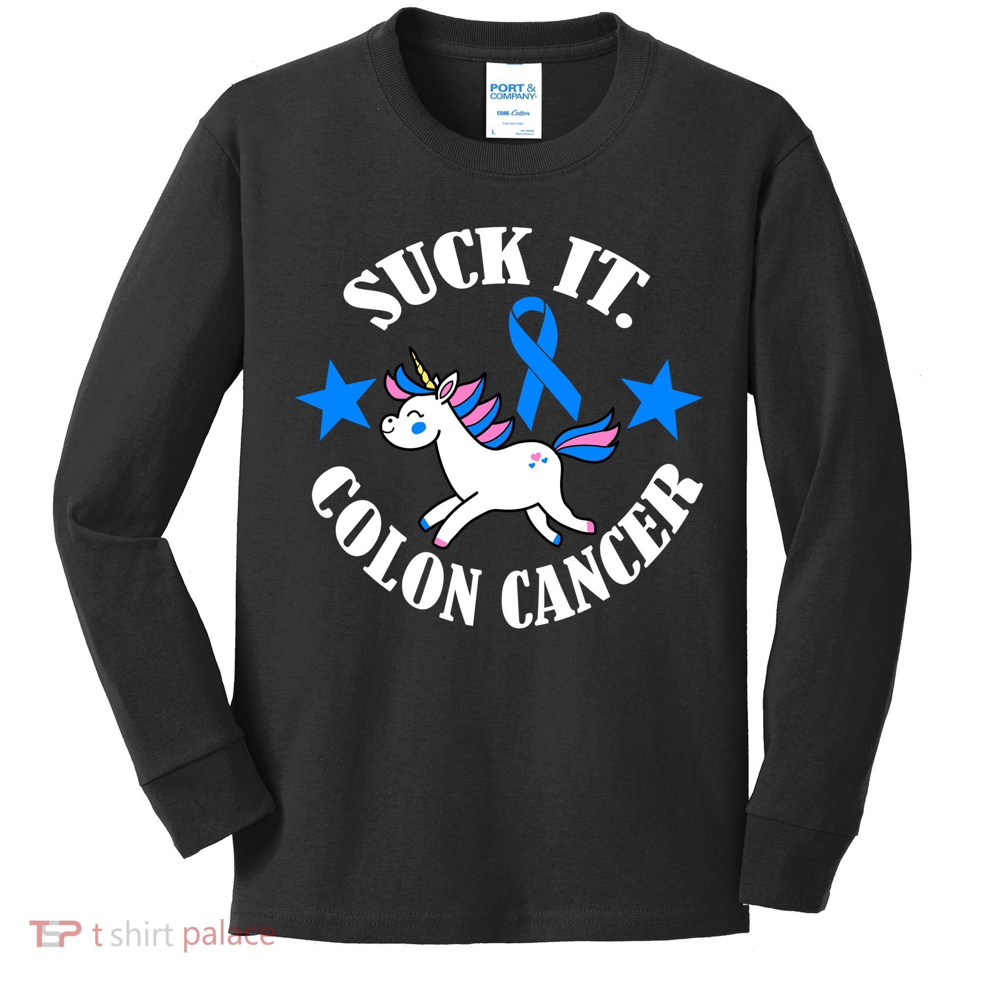 Suck It Colon Cancer Kids Long Sleeve Shirt