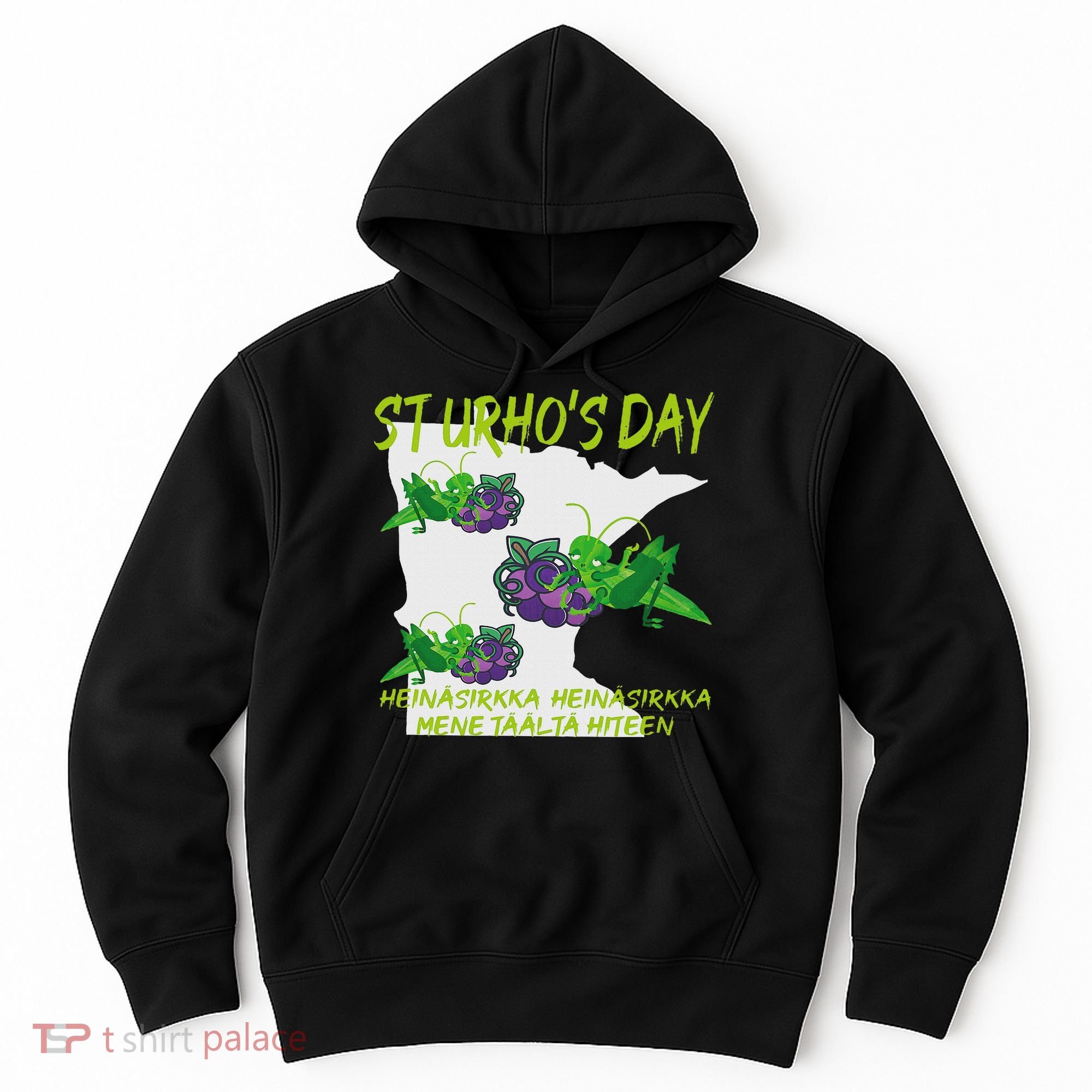 St Urhos Day Grasshopper Grapes Vineyard Gift Minnesota Map Hoodie